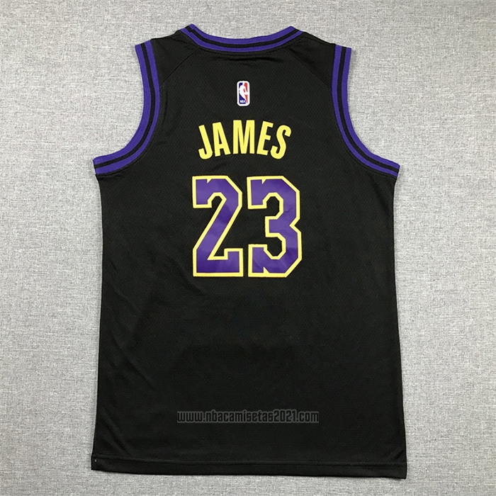 Camiseta Nino Los Angeles Lakers Lebron James #23 Ciudad 2023-24 Negro